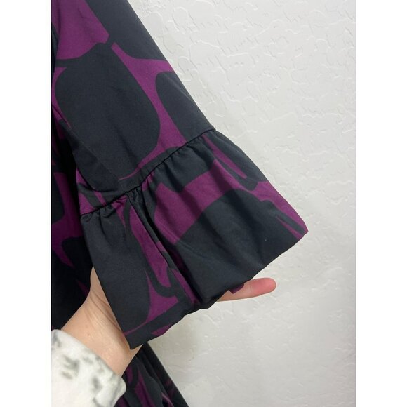 INC Full Button Dress Matching Belt Tie L Polyester Spandex Stretch w Collar pur - Picture 4 of 9